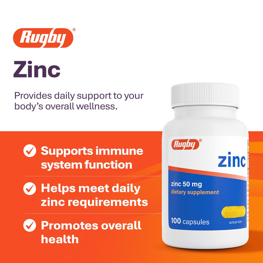 Rugby Zinc 50mg Capsules for Adults - 100 Count - image 3