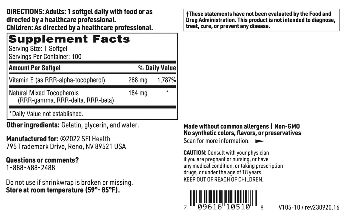 SFI Health Klaire Labs Pure-E Vitamin E - 100 Softgels - image 5