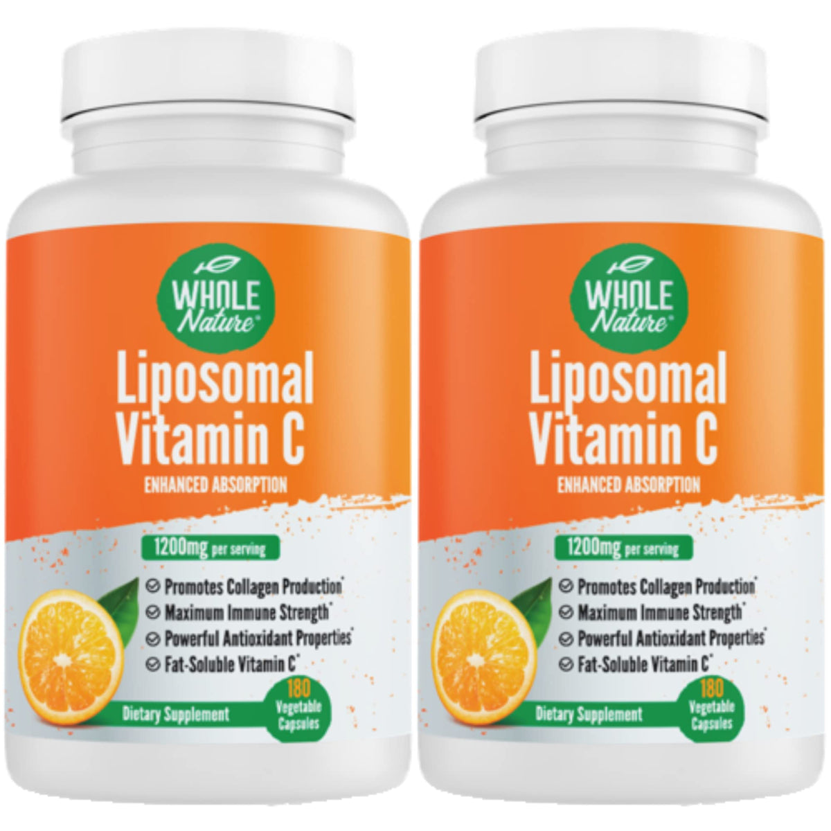 Whole Nature Liposomal Vitamin C Supplement Pills 1200 mg - High