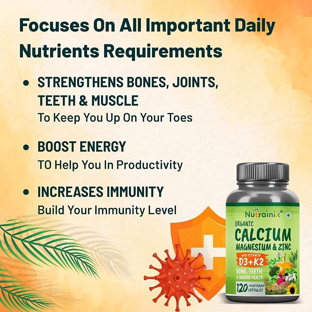SENTA Plant Based Organic Calcium Magnesium Zinc D3 K2 - 120 Capsules - image 5