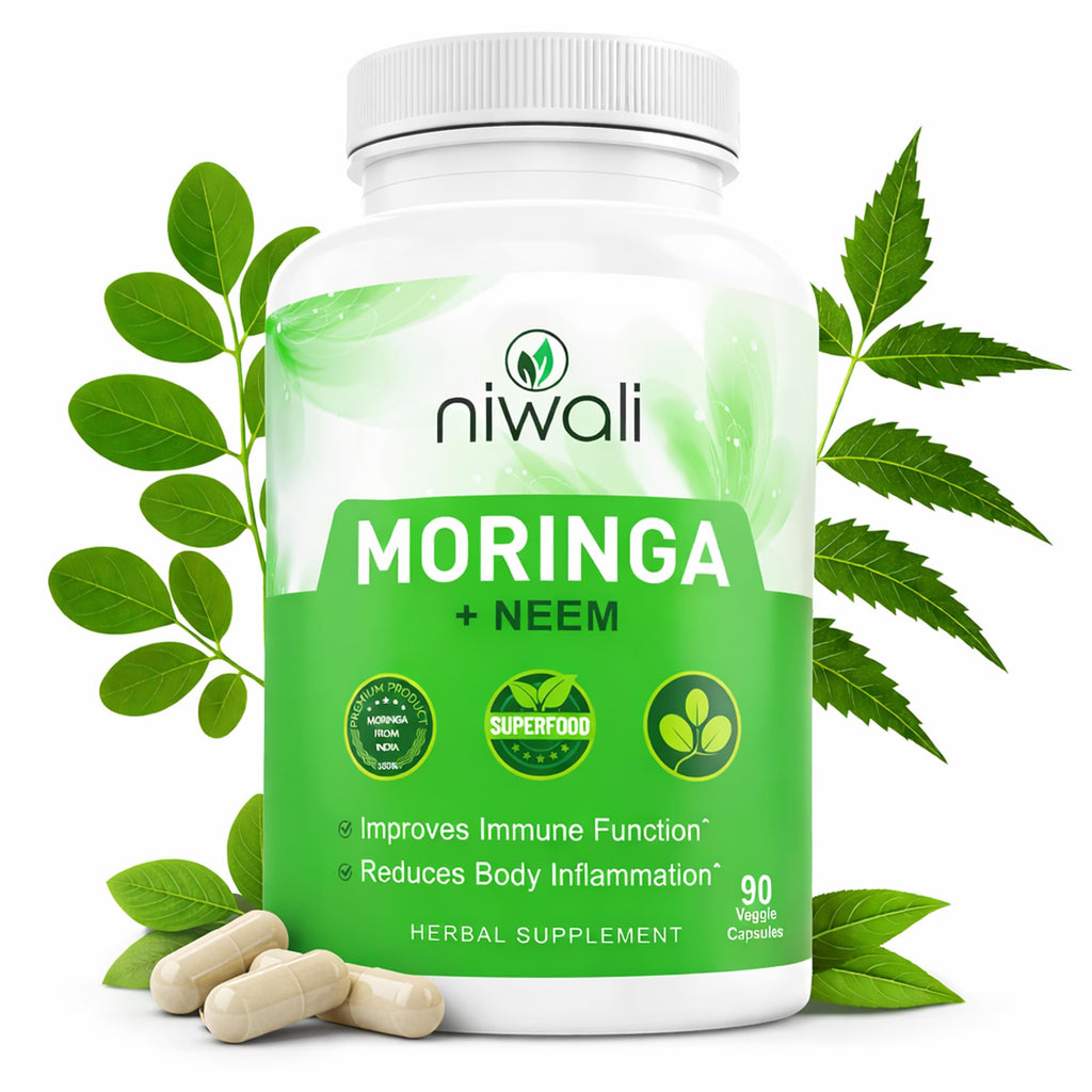 NIWALI Moringa Oleifera Leaf Nutritional Supplement - 90 Capsules