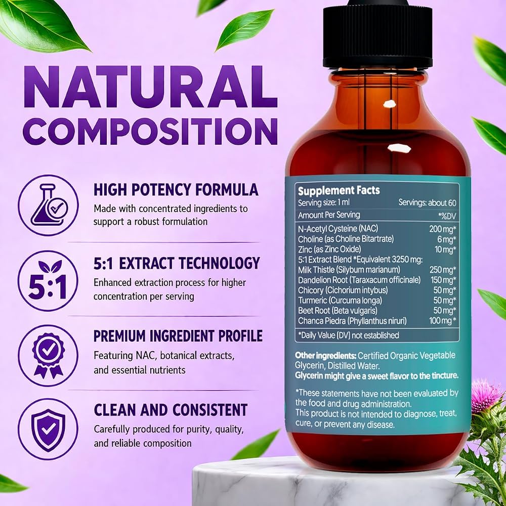 HERBANA MANUFACTURING Liver Support Liquid with NAC and Zinc High
