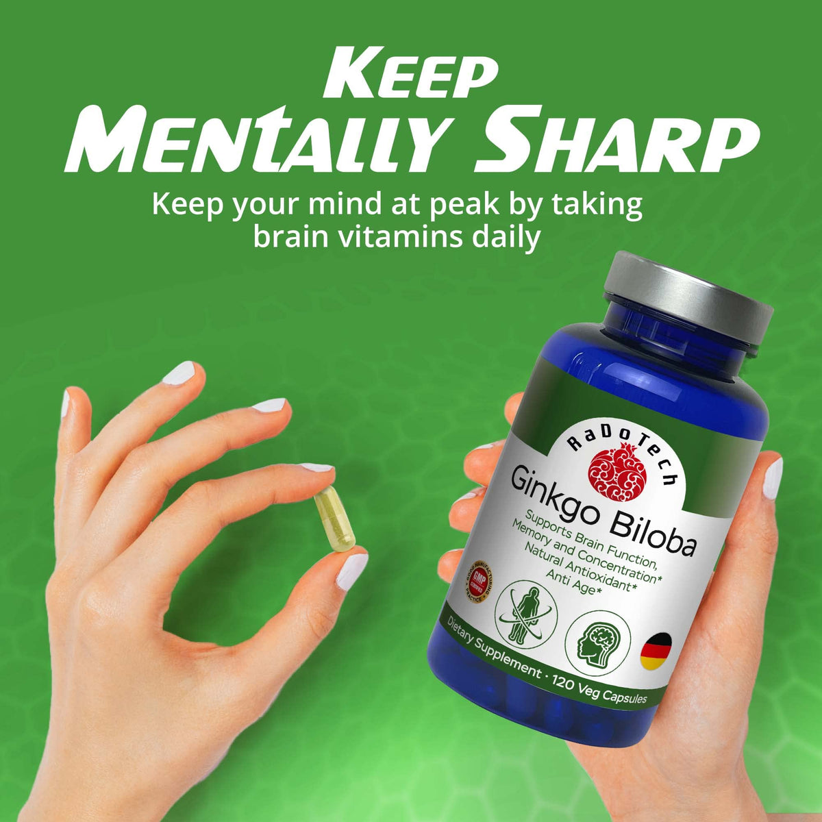 RaDoTech Ginkgo Biloba Memory & Focus Support - 120 Capsules - image 9