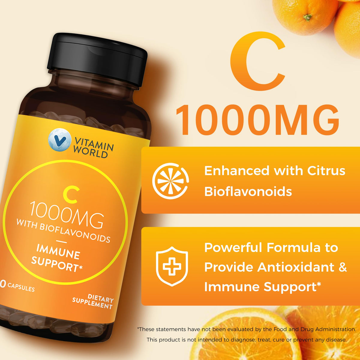Vitamin World Vitamin C 1000 mg with Bioflavonoids - 100 Capsules - image 3