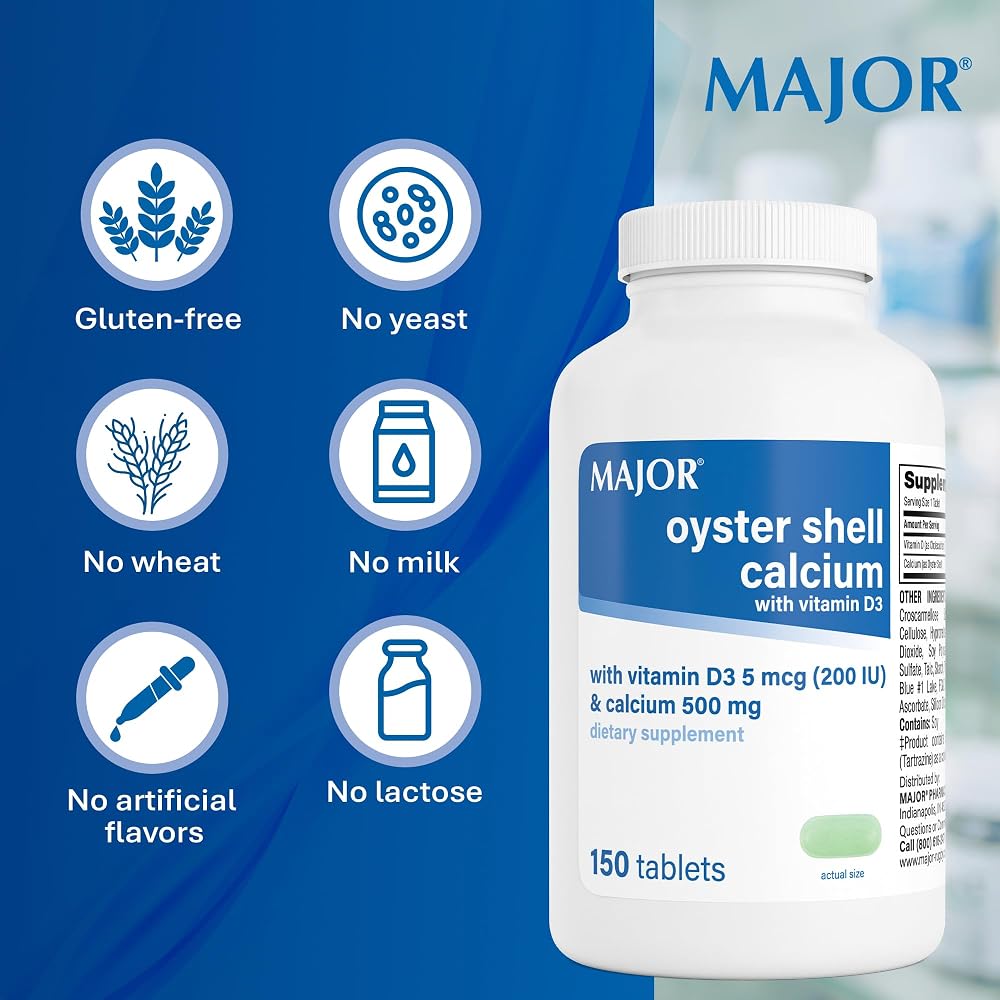MAJOR Oyster Shell Calcium 500mg with Vitamin D3 - 150 Tablets - image 7