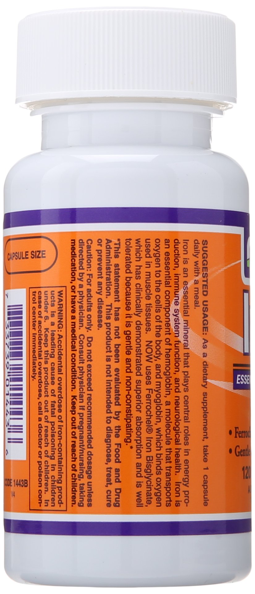 Now Foods Iron 18 mg - 120 Vegetarian Capsules - image 3