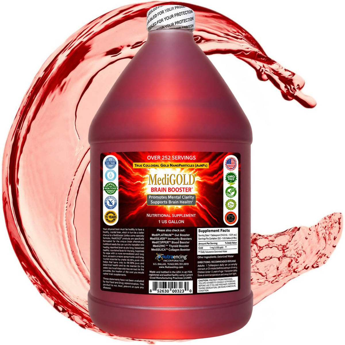 MediGOLD True Colloidal Gold AuNP Supplement - 128 Fl Oz