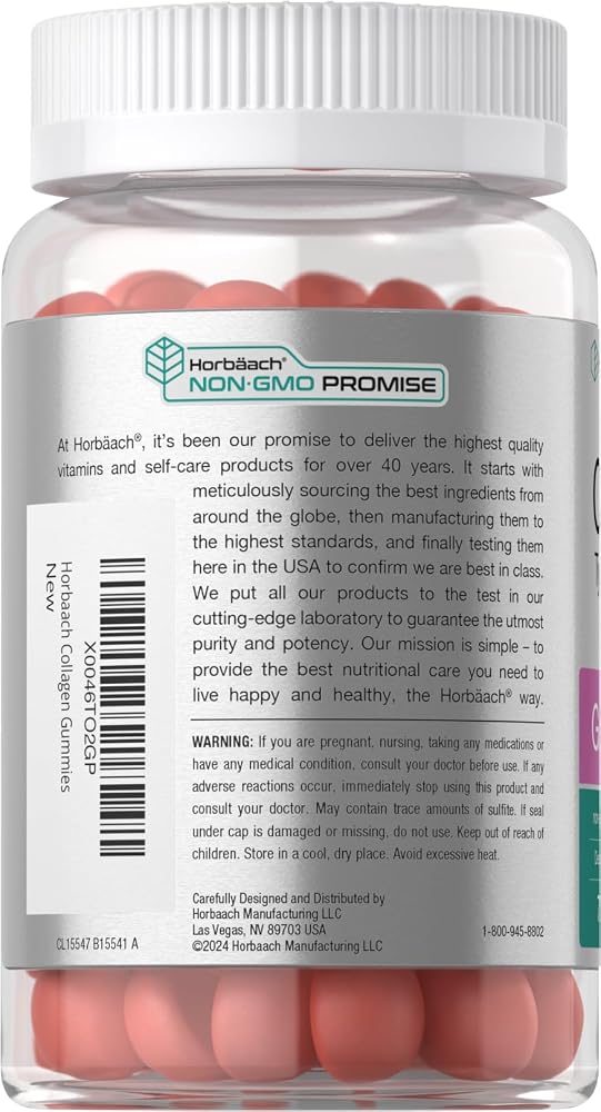 Horbäach Collagen Gummies Type 1 & 3 Strawberry - 70 Count - image 3