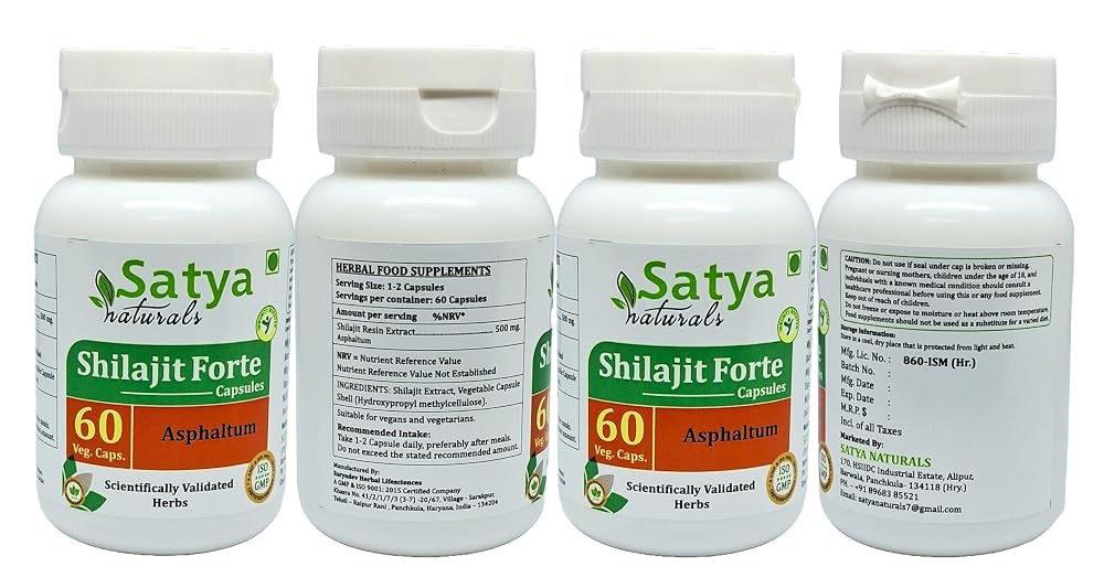 Satya Naturals Shilajit Forte Capsules 500 mg. 60 Veg. Capsule