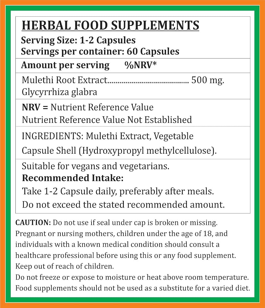 Satya Naturals Mulethi Forte Capsules 500 mg. 60 Veg. Capsule