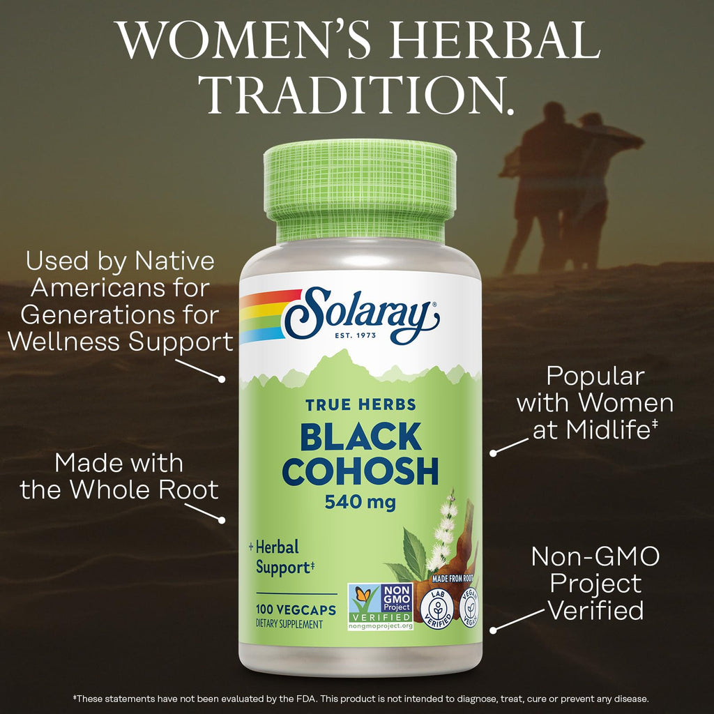 SOLARAY Black Cohosh 540 mg Womens Health Support - 100 Vegetarian Capsules - image 3