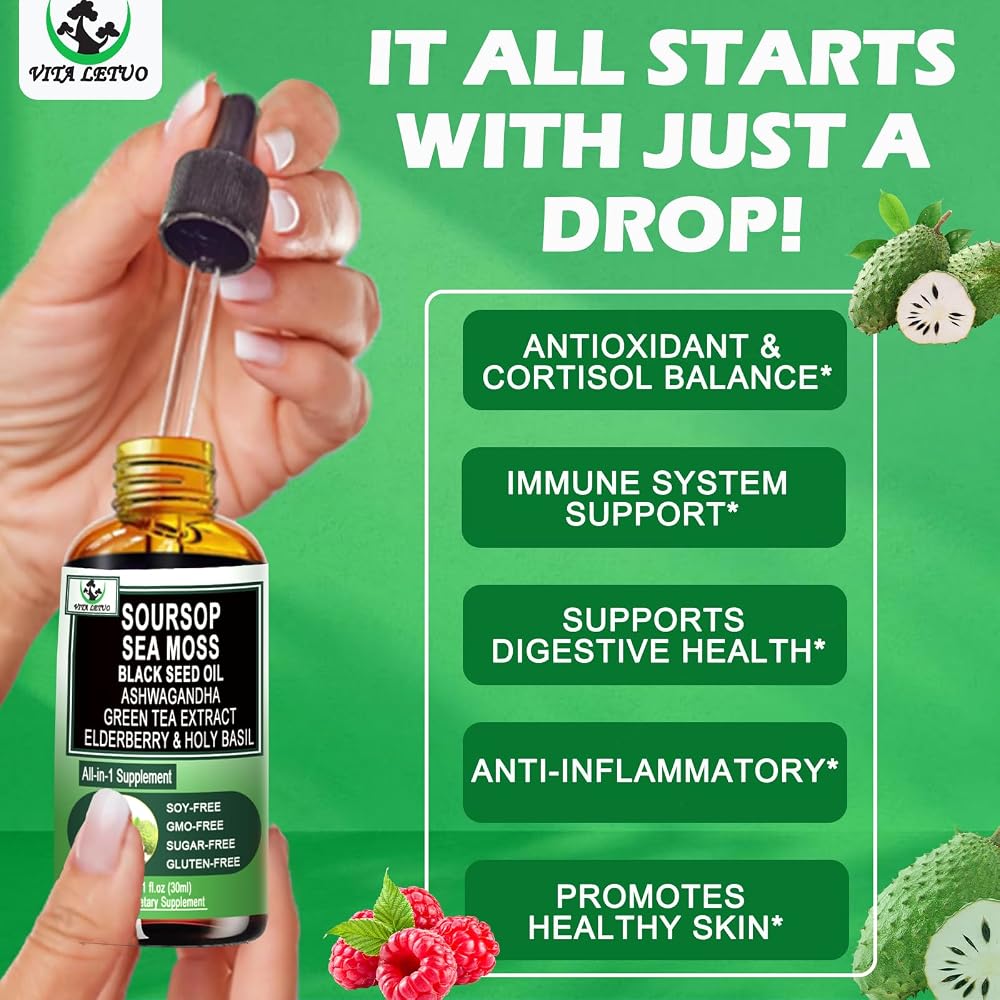 Vita letuo Soursop Drops Liquid Supplement - 1 Fl Oz - image 2
