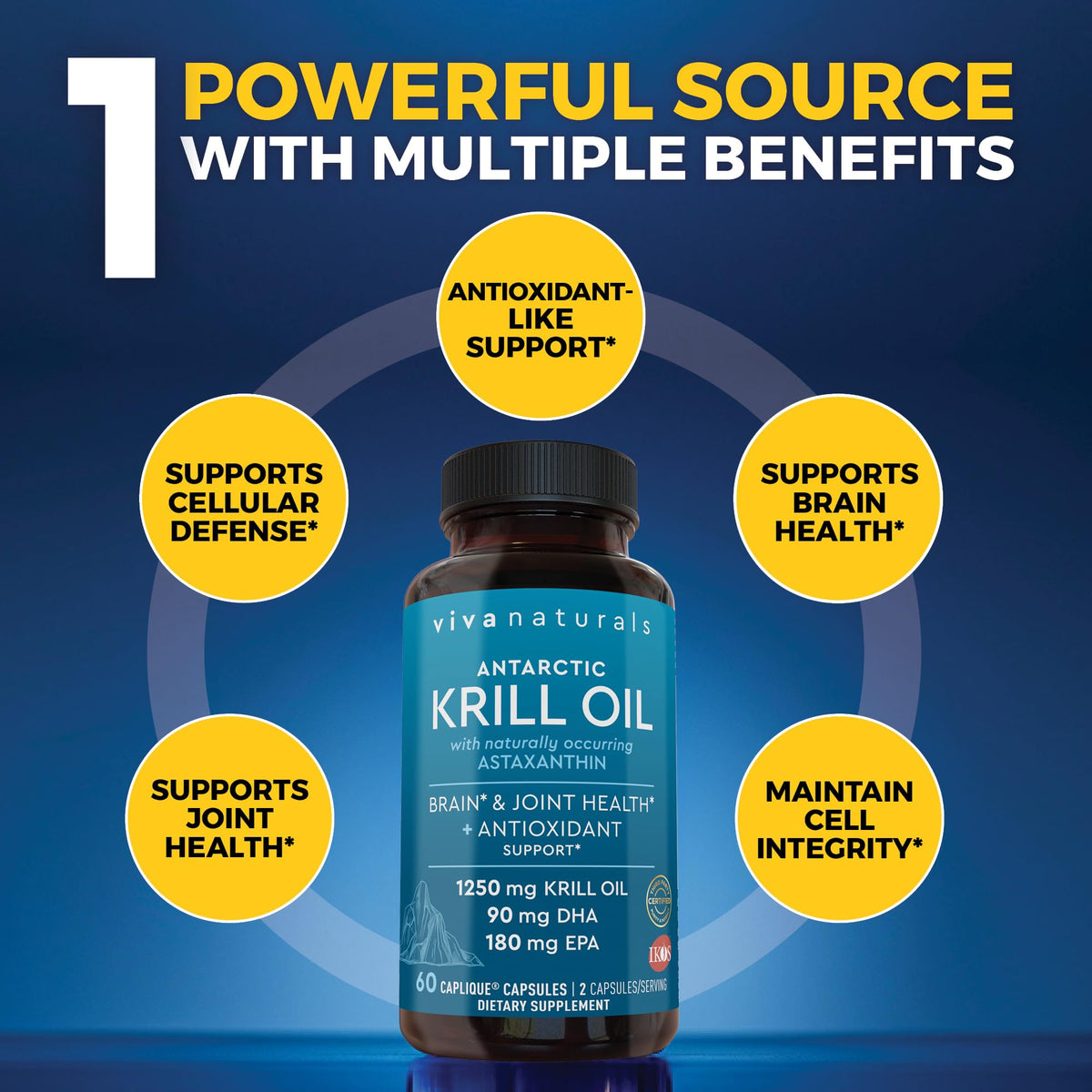 Viva Naturals Antarctic Krill Oil Omega 3 Supplements 1250 mg