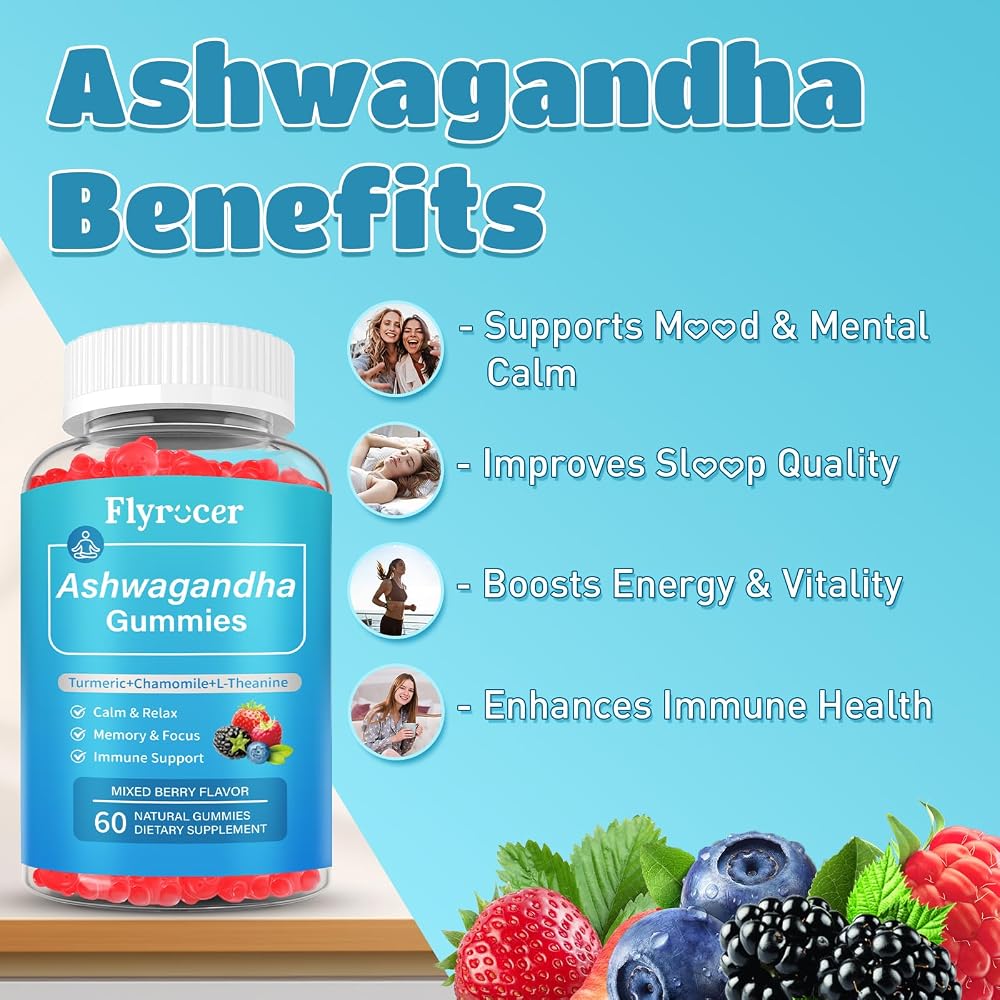 Flyrocer Ashwagandha Gummies for Calm & Relaxation - 120 Count - image 4
