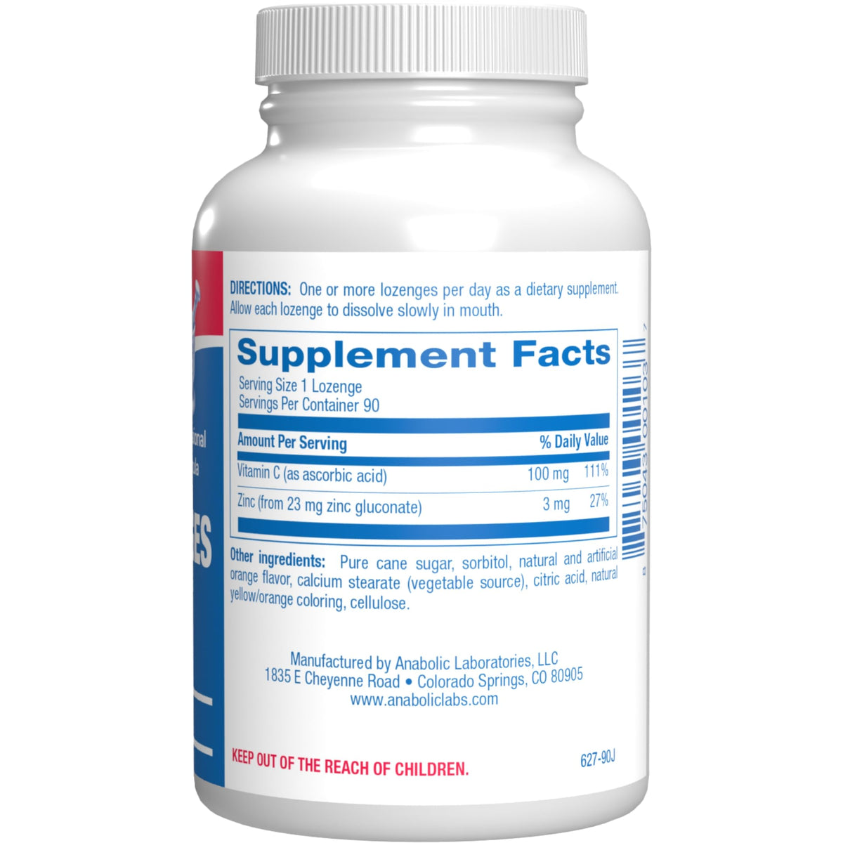 Anabolic Laboratories Zinc & Vitamin C Lozenges for Immune Support - 90 Count - image 2