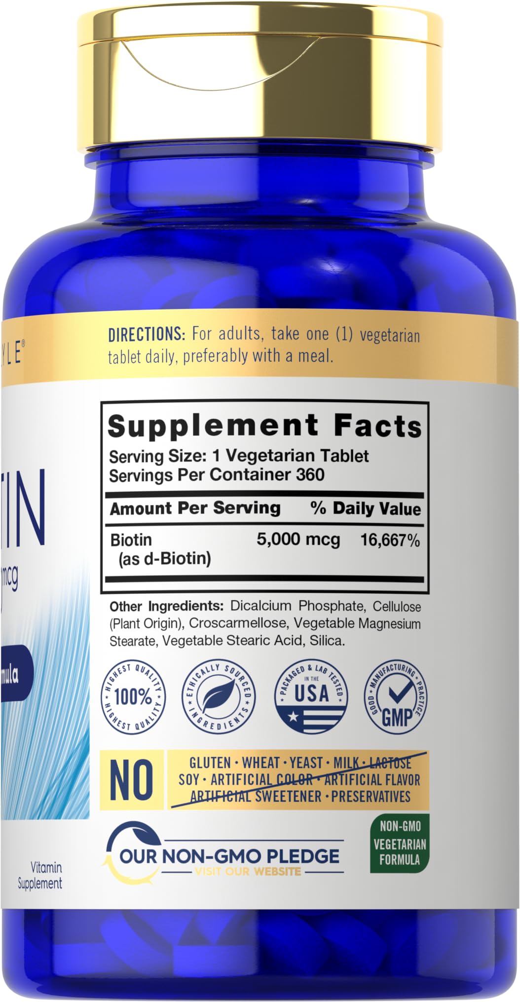 Carlyle Biotin 5000mcg for Hair, Skin, and Nails - 360 Tablets - image 2