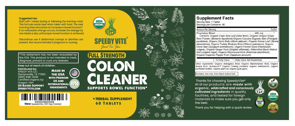 SpeedyVite Organic Colon Cleaner Full Strength - 60 Tablets - image 6