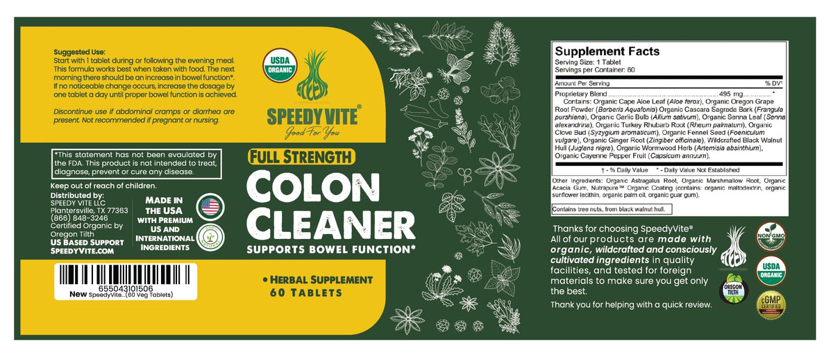 SpeedyVite Organic Colon Cleaner Full Strength - 60 Tablets - image 6