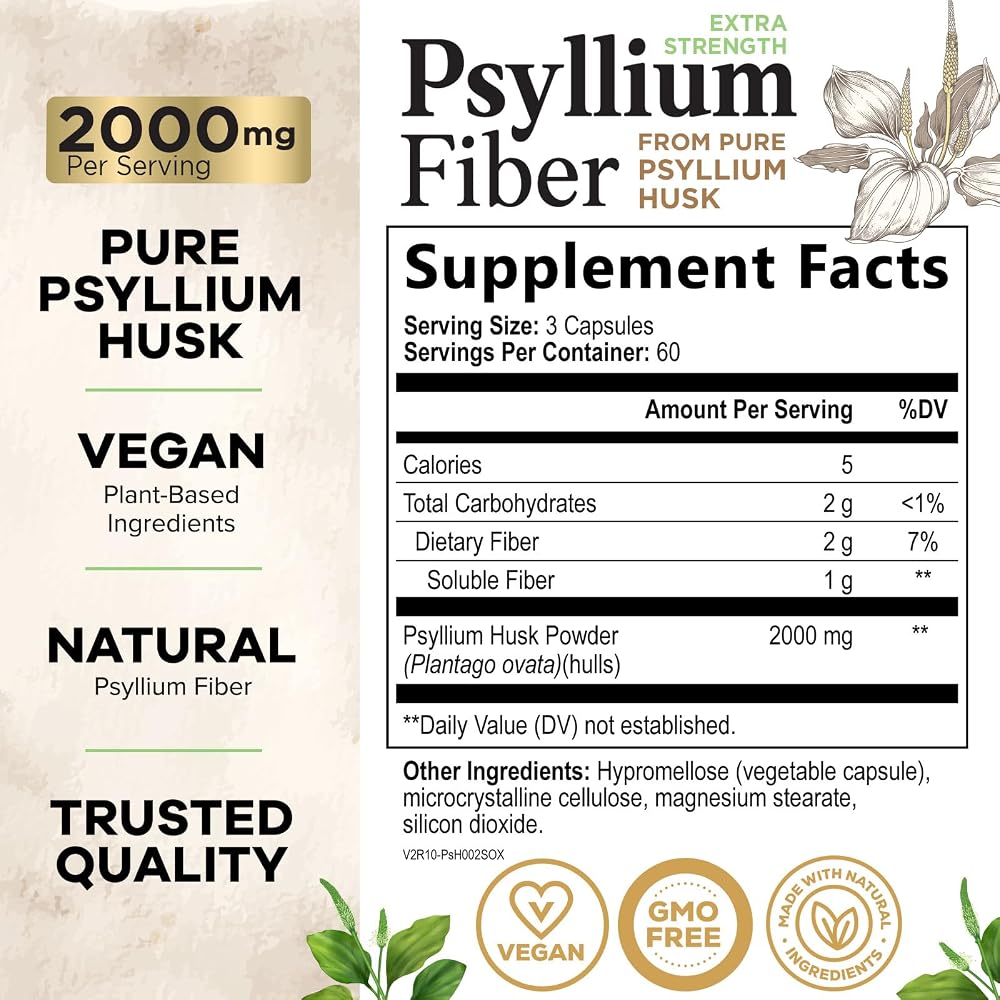 Health Nutrition Naturals Psyllium Husk Capsules - Psyllium Husk - image 3