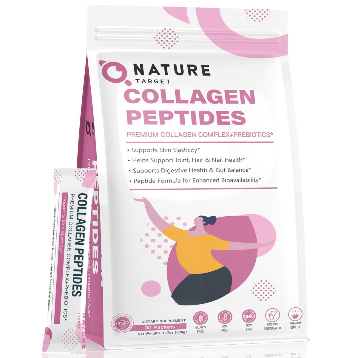 NATURE TARGET Multi Collagen Peptides Powder - 30 Stick Packs