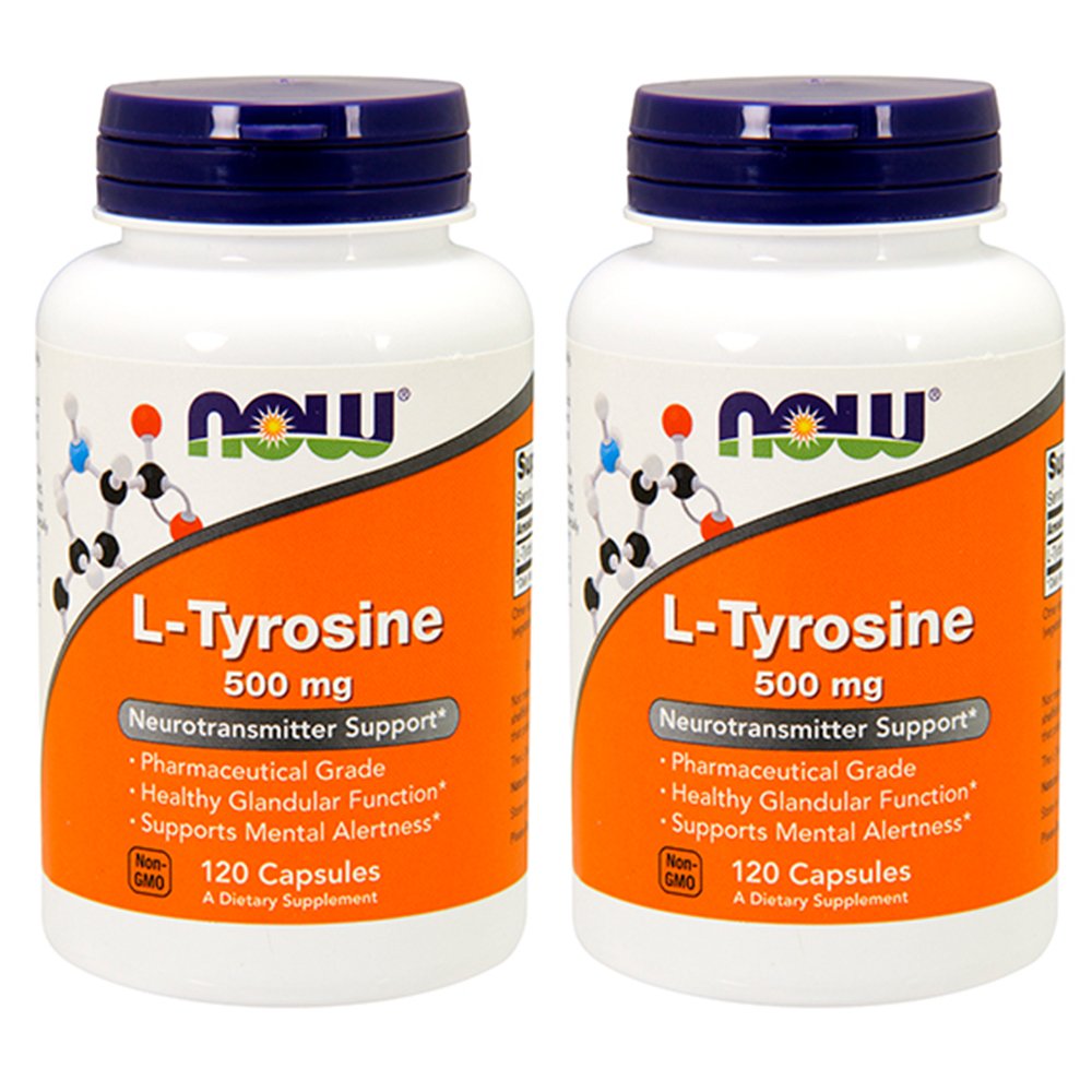 NOW Foods L-Tyrosine 500 mg - 240 Capsules (Pack of 2)