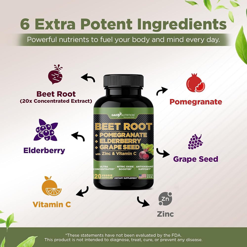 Gade Nutrition Beet Root Capsules Concentrated - 120 Count - image 3