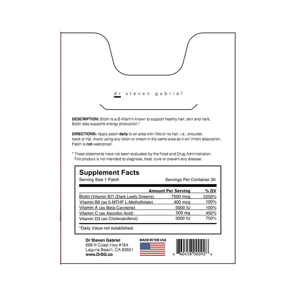 Dr. Steven Gabriel Biotin Patch for Hair Growth - 30 Count - image 3