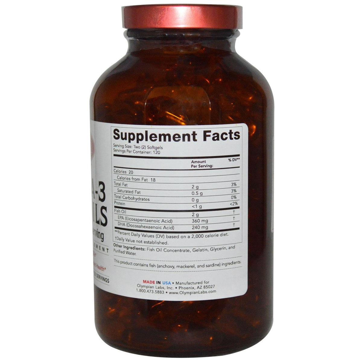 Olympian Labs Omega-3 Fish Oils - 1 G - 240 Softgels 240 SGEL - image 2