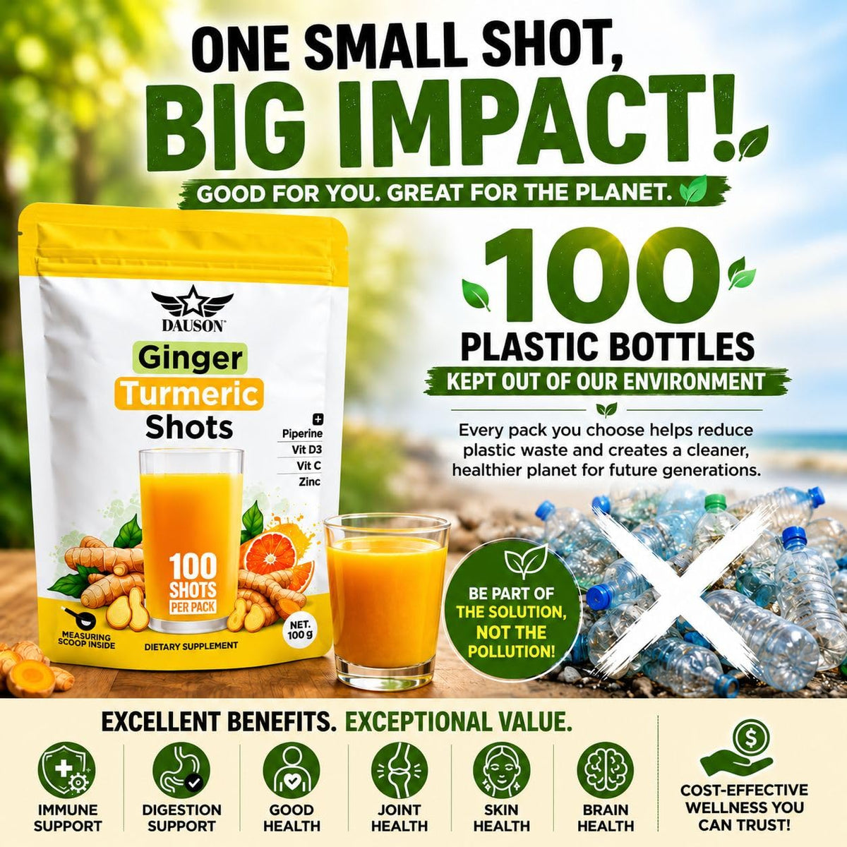 DAUSON Ginger Turmeric Shots Powder - 100 Servings - image 5