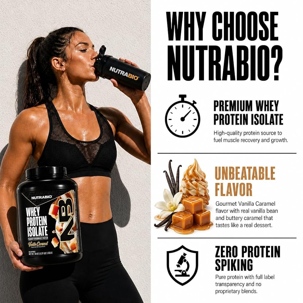 NutraBio 100% Whey Protein Isolate Protein Powder