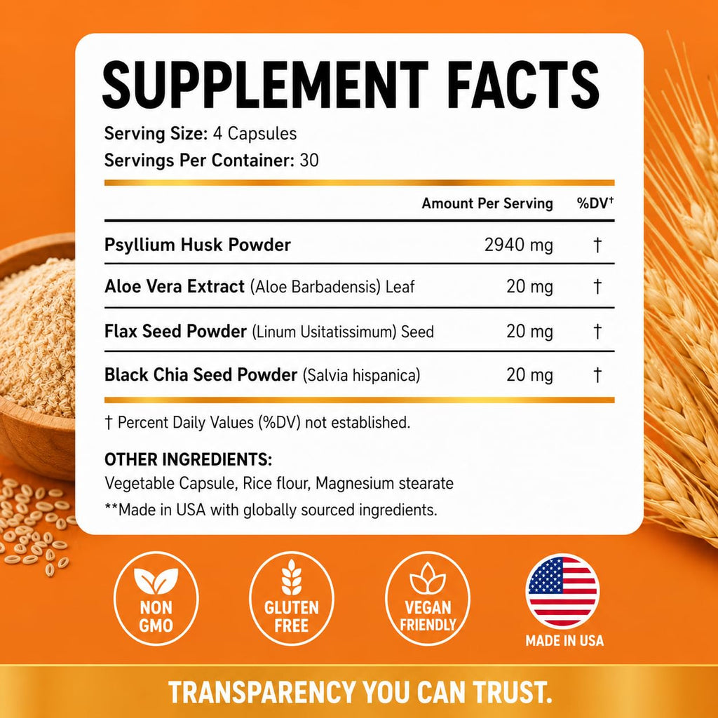 Fortematic Psyllium Husk Capsules 3000mg Digestive Health - 120 Capsules - image 5