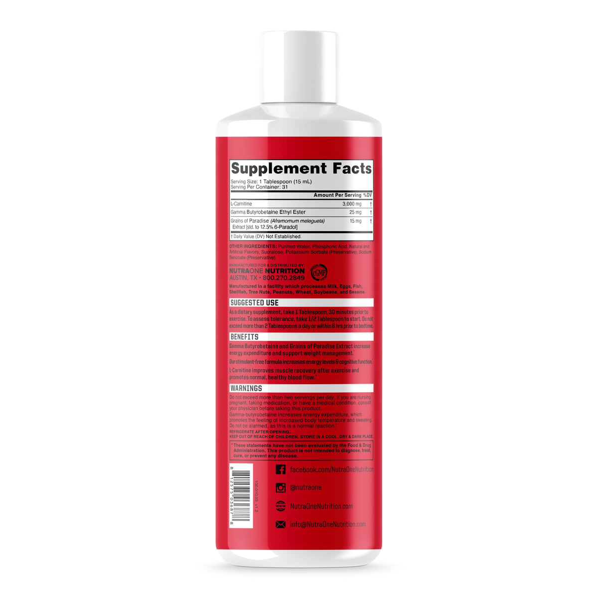 NutraOne Carnicuts Xtreme L-Carnitine Liquid - 31 Servings - image 3