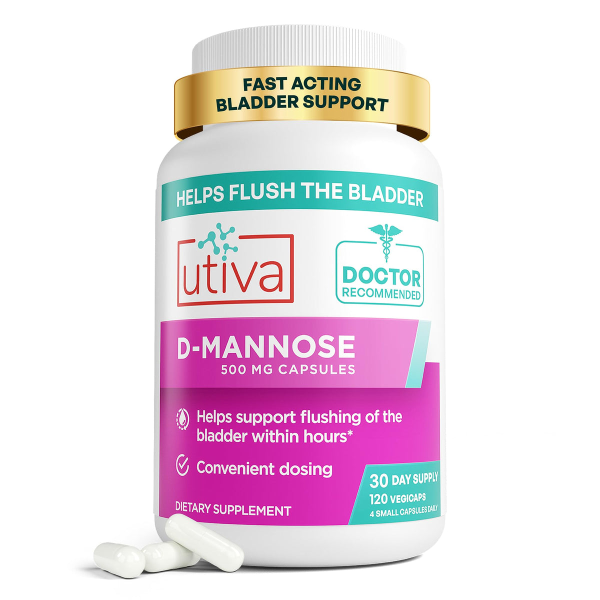 Szio+ Utiva D-Mannose 2000 mg Urinary Tract Support - 120 Capsules