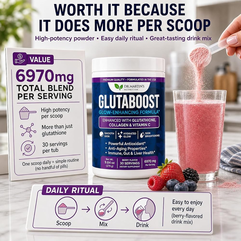 DR. MARTIN'S NUTRITION Glutathione Powder for Skin Brightening - 9.84 oz - image 4