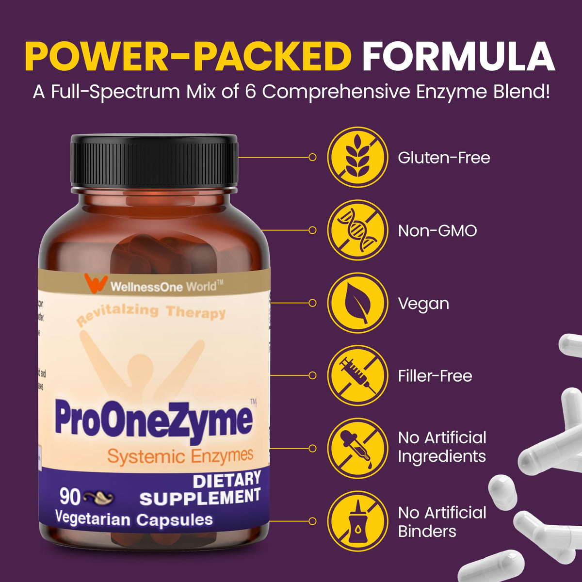 WellnessOne ProOneZyme Digestive Enzymes - 90 Capsules - image 5