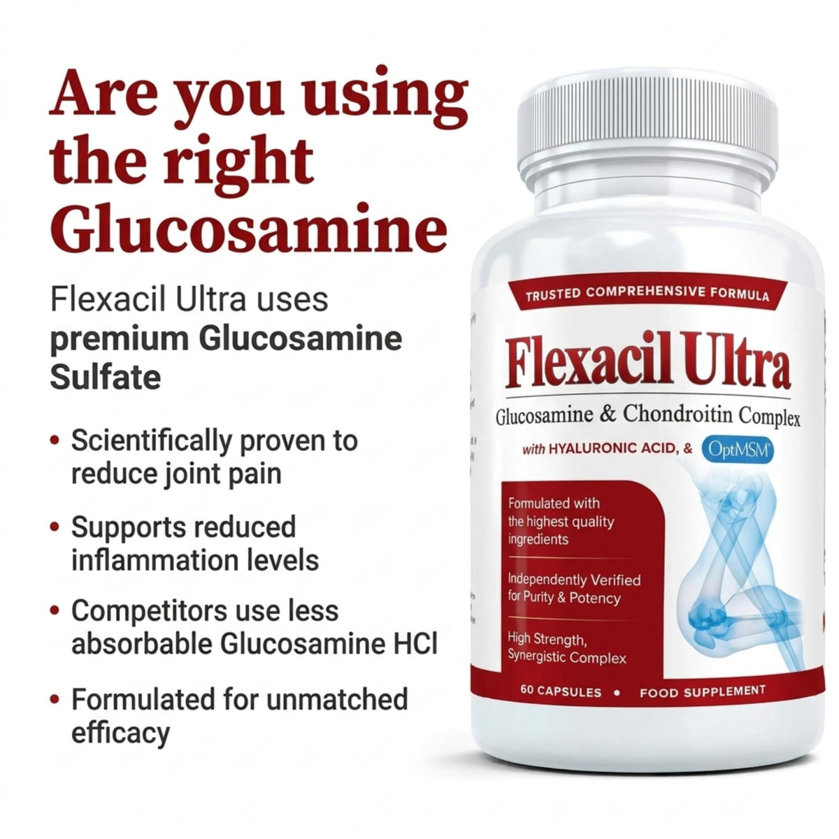Flexacil Ultra Joint Formula with Glucosamine Sulfate - 3 Bottles - image 2
