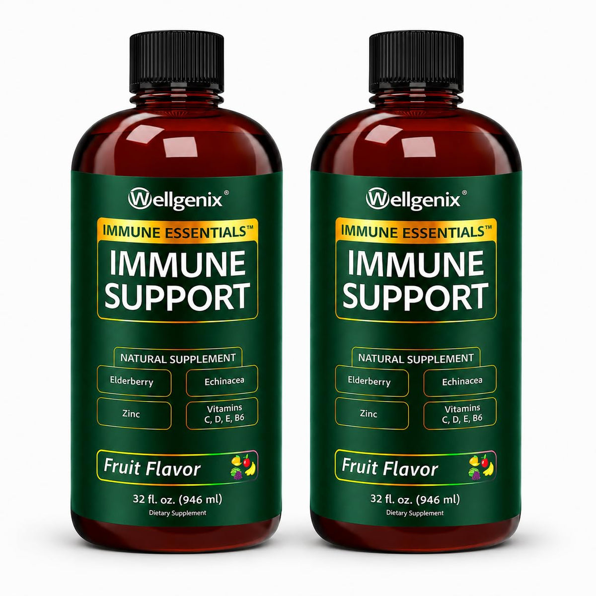 Wellgenix Immune Essentials Elderberry Immune Support Liquid - 64 Fl Oz