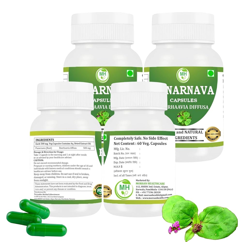 Morsan Healthcare Punarnava Capsules 500mg - 240 Vegetarian Capsules - image 2