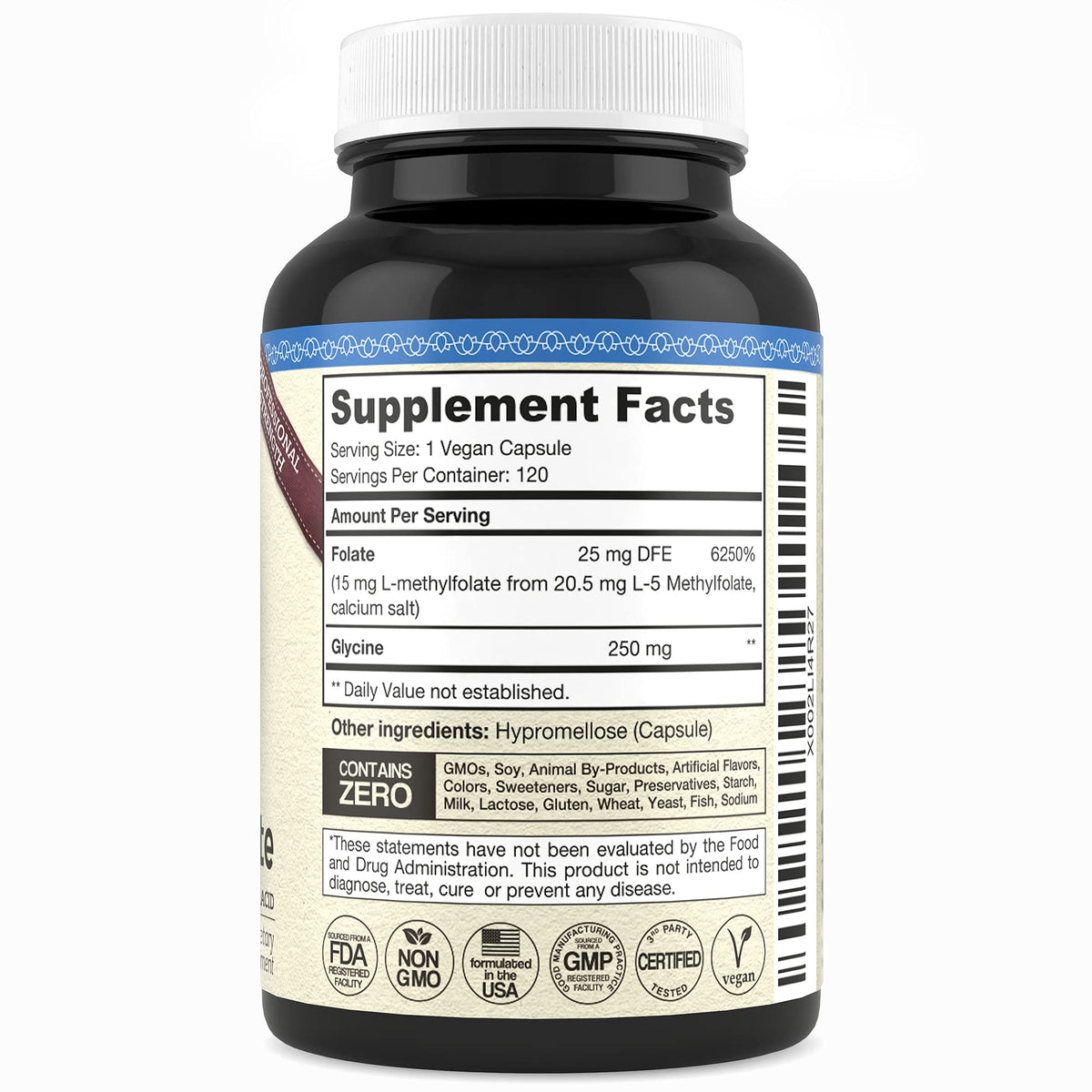 Teraputics L-Methylfolate 15mg Brain Support - 120 Vegan Capsules - image 2