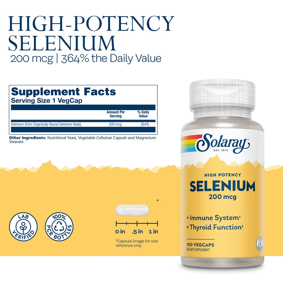 SOLARAY Selenium 200mcg Thyroid Support - 100 Vegetarian Capsules - image 3