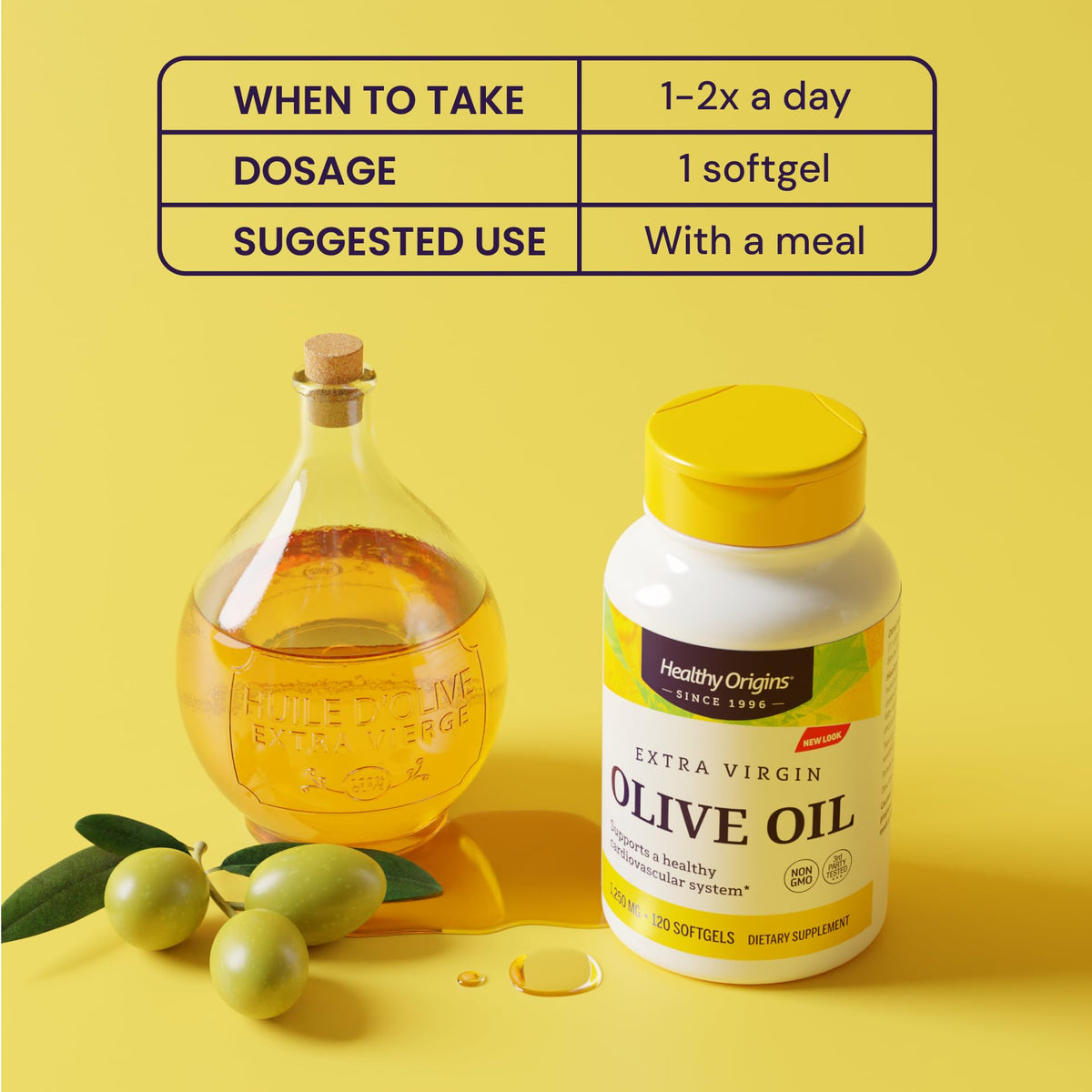 Healthy Origins Extra Virgin Olive Oil 1,250 mg - 120 Softgels - image 5