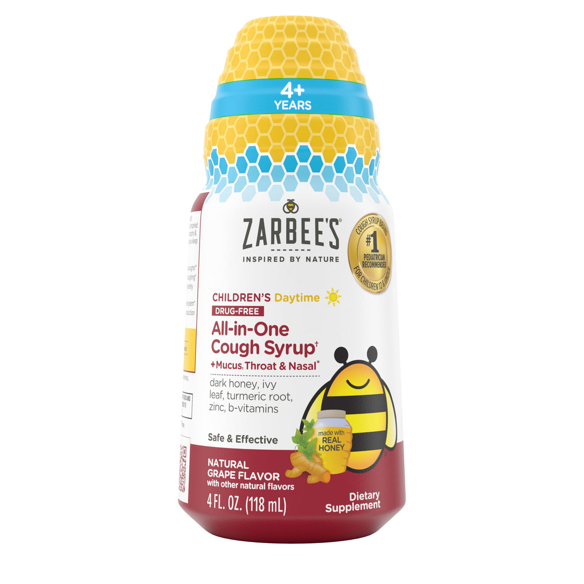 Zarbee's Kids Daytime Cough Syrup with Honey & Ivy Leaf - 4 fl oz