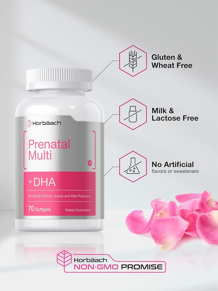 Horbäach Women's Prenatal Multivitamin with DHA - 70 Softgels - image 6