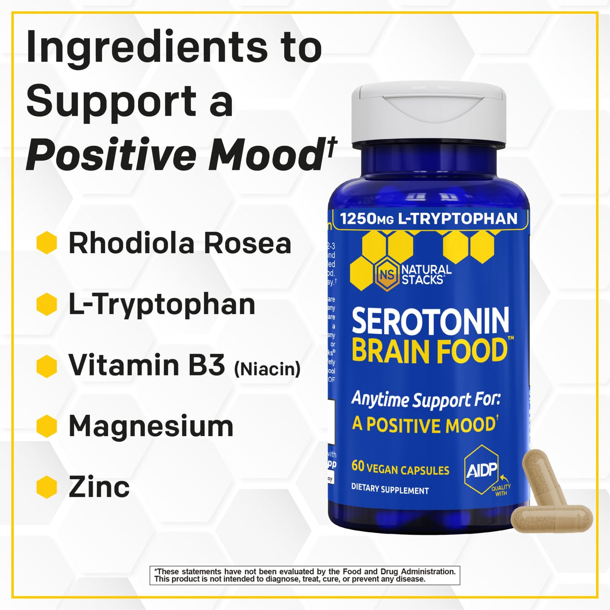 Natural Stacks Serotonin Brain Food Mood Support - 60 Capsules - image 4