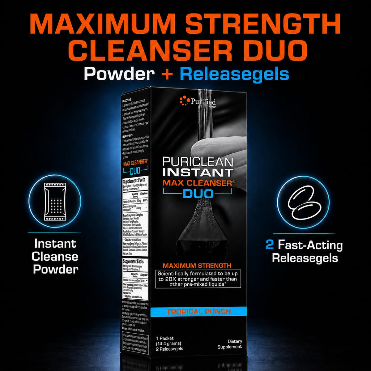 Wellgenix Puriclean Instant Max Cleanser DUO Herbal Cleanse - 1 Pack - image 2
