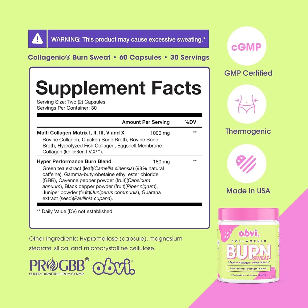 Obvi Collagenic Burn Sweat Thermogenic Collagen - 60 Capsules - image 3