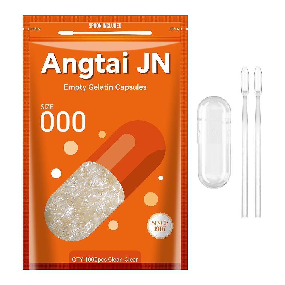Angtai JN Empty Gelatin Capsules Size 000 - 1,000 Count