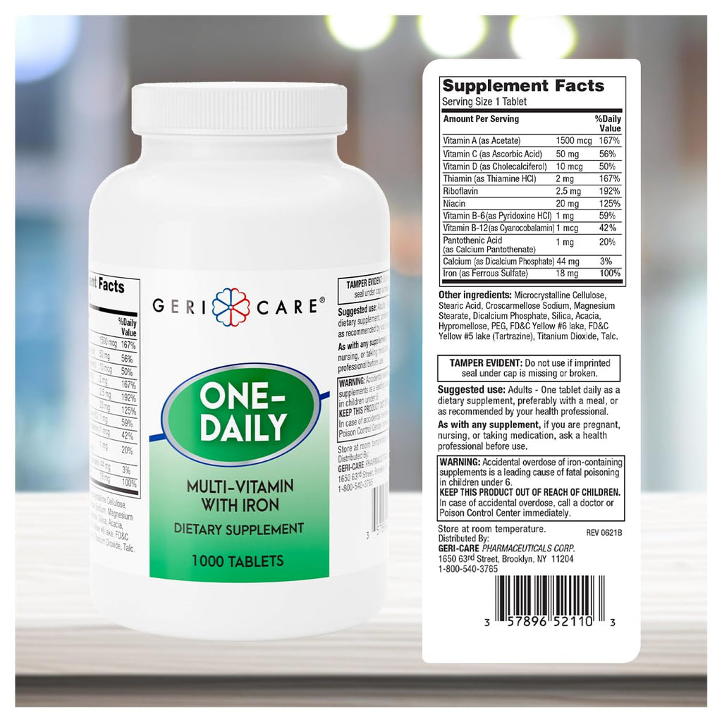 GeriCare One-Daily Multi-Vitamin with Iron - 1000 Tablets - image 3