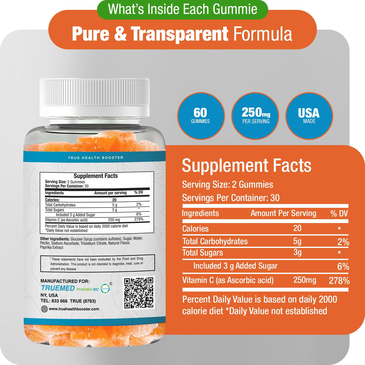 TRUEMED Vitamin C Gummies for Immune Support - 60 Count - image 4
