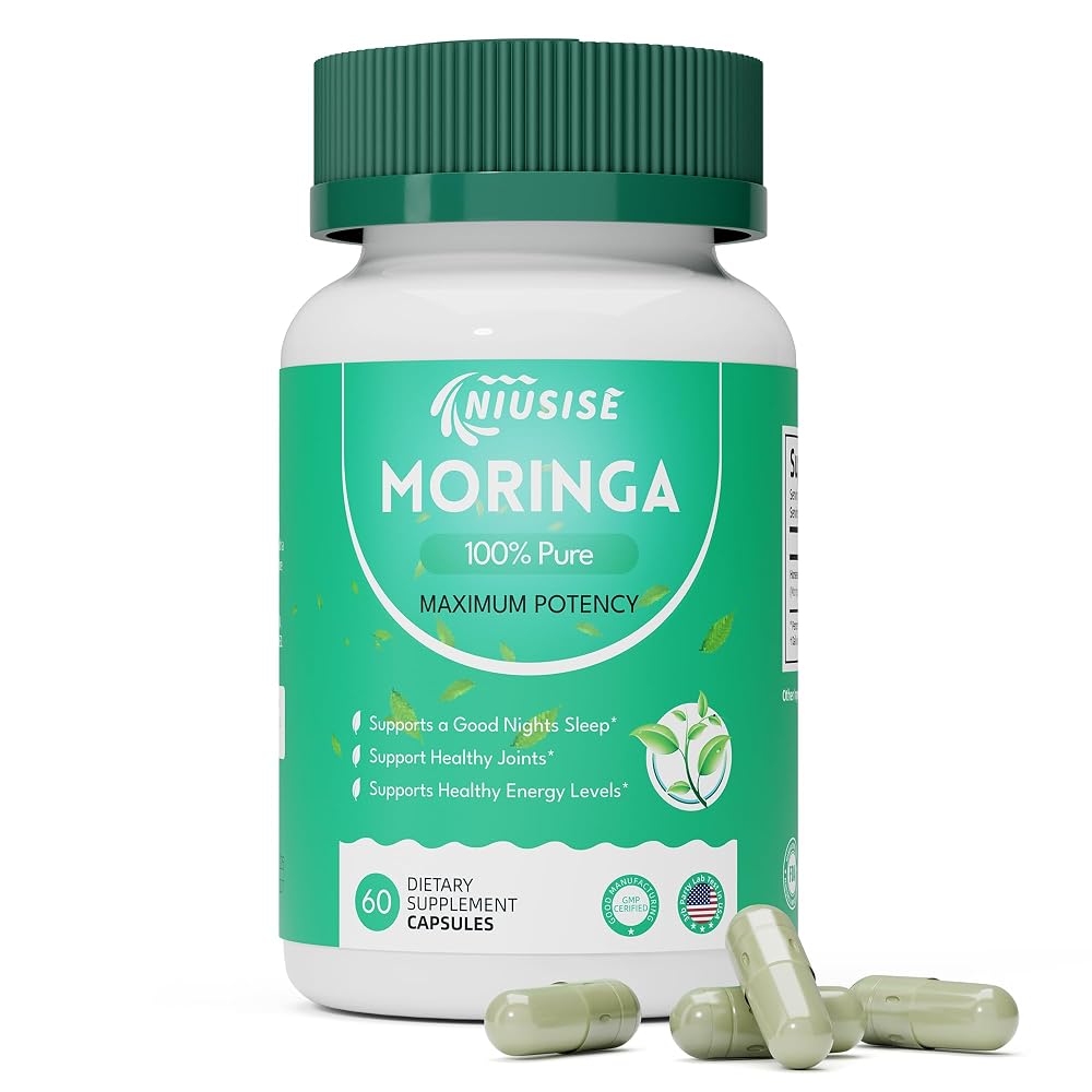 NIUSISE Moringa Powder Capsules 800mg Energy Support - 60 Capsules